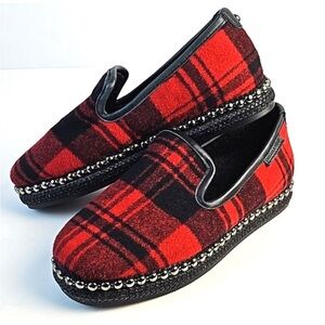 Chelsea & Violet Red Buffalo Plaid Conie Style Slip On Loafers